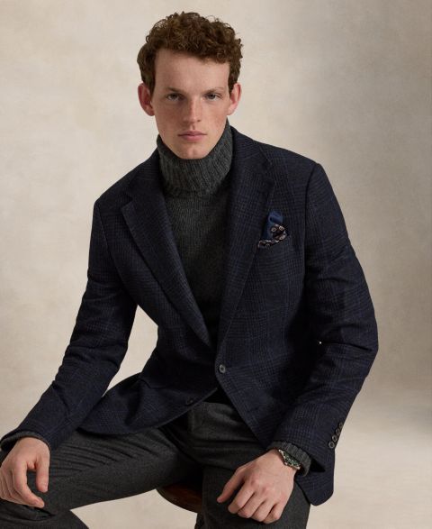 Мужской пиджак Polo Ralph Lauren Polo Modern-Fit Glen Plaid Sport Coat, цвет: Тёмно-синий / Тёмно-синий потёртый синий стальной синий