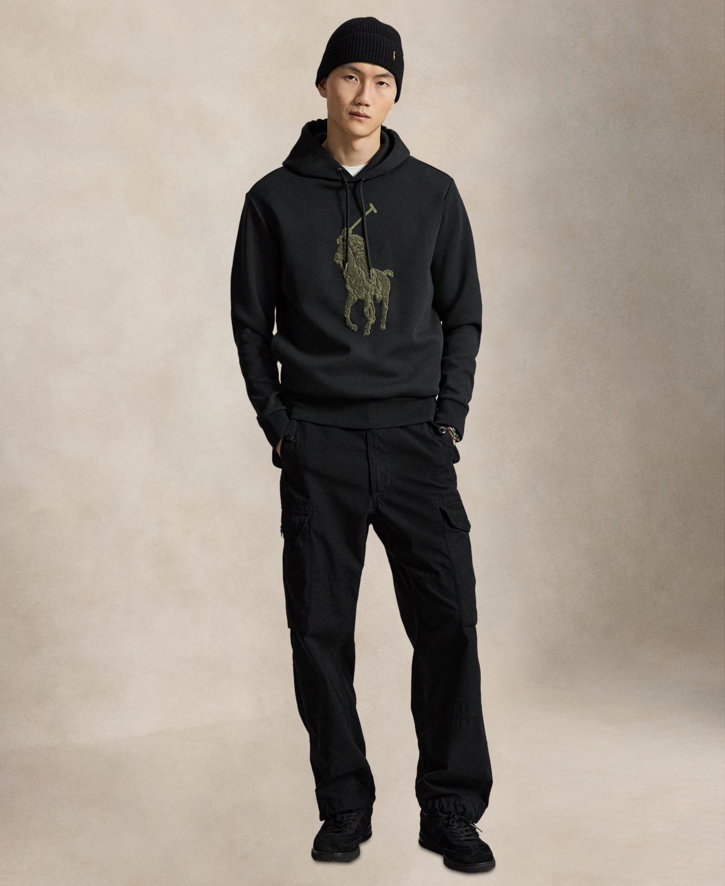 Мужское худи Polo Ralph Lauren Big Pony Double-Knit, цвет: Чёрный — фото 2