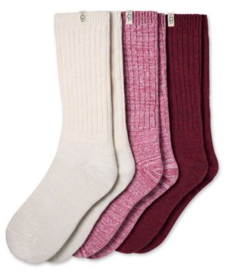 Women's 3-Piece Rib Knit Slouchy Crew Socks