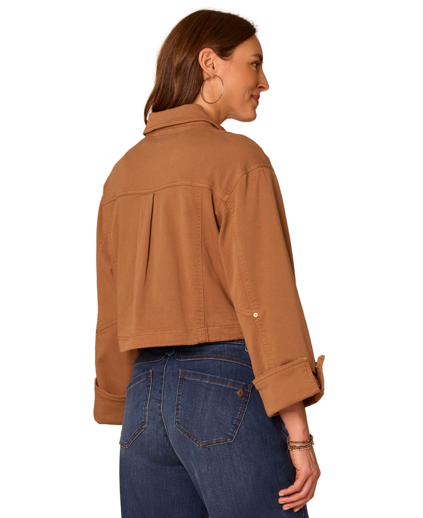 Женская куртка Democracy Petite Cropped Bomber Cotton-Blend, цвет: Орех — фото 3