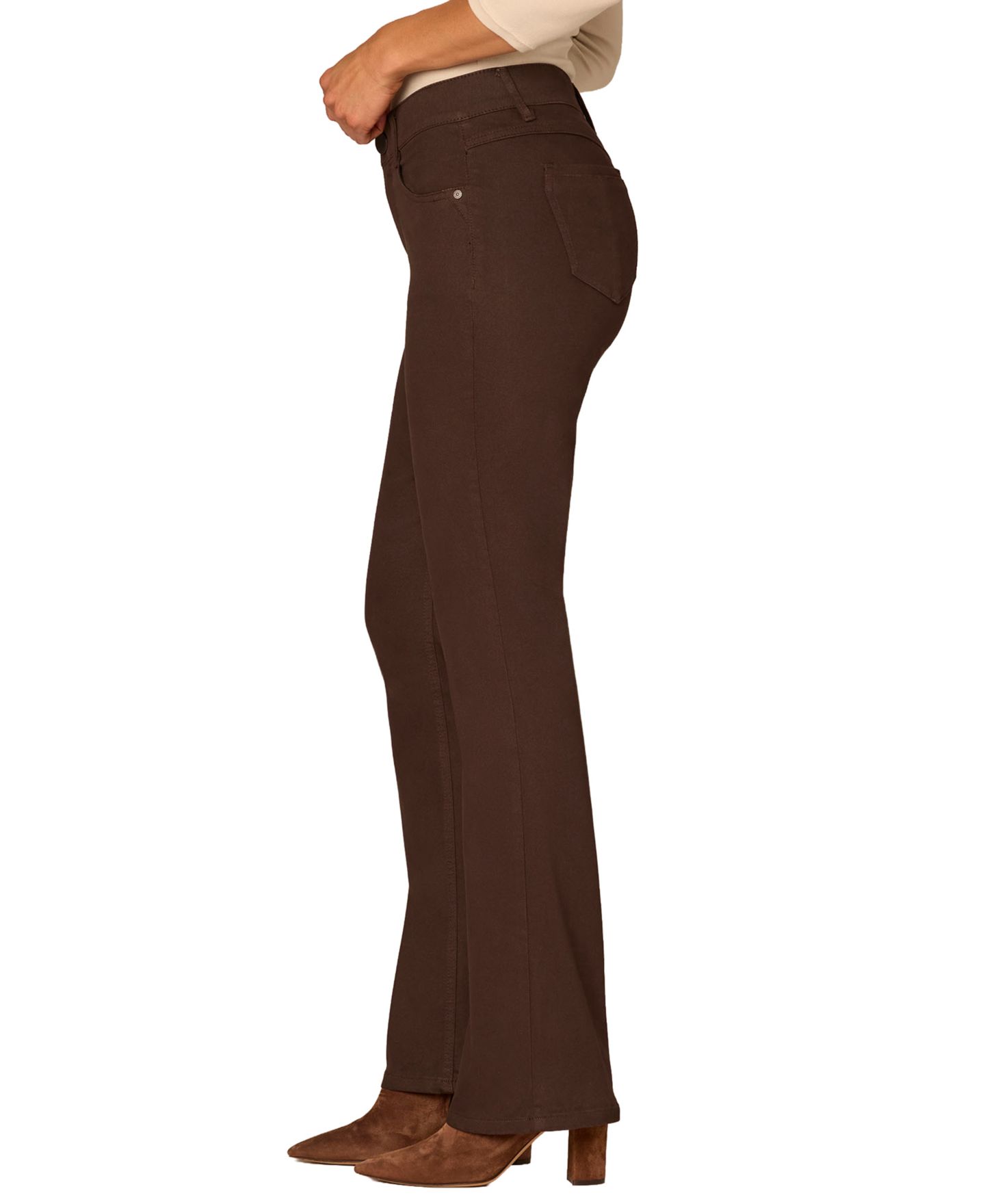 Женские джинсы Democracy Petite Mid-Rise Twill Bootcut, цвет: Коричневый — фото 2