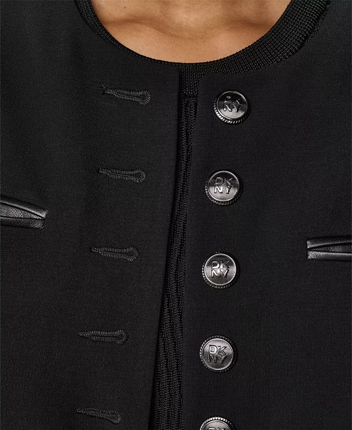 Women's Cropped Collarless Long-Sleeve Jacket - thumbnail 5