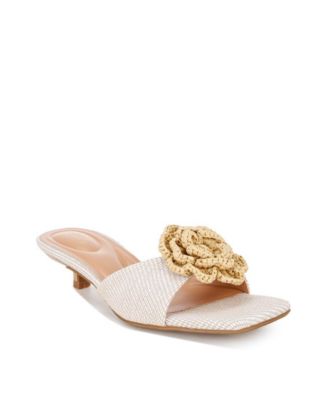 Womens Sobhina Woven Floral Accent Kitten Heels