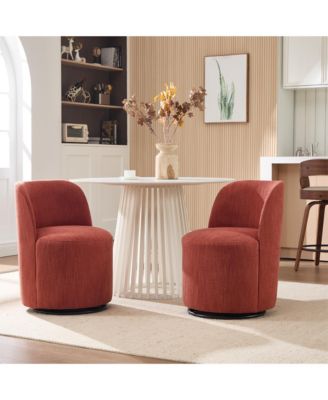 Modern Swivel Barrel Dining Chair, Linen Upholstered Armless Accent Chair