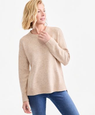 Petite LuxSoft Long-Sleeve Crewneck Loose Pullover Sweater