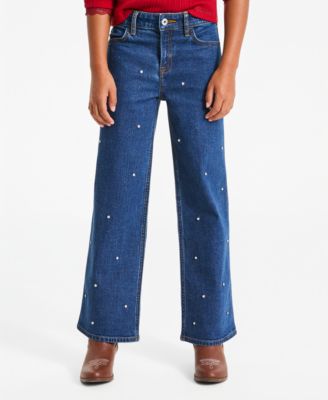 Girls' 5-16 High-Rise Wide-Leg Gem Jeans