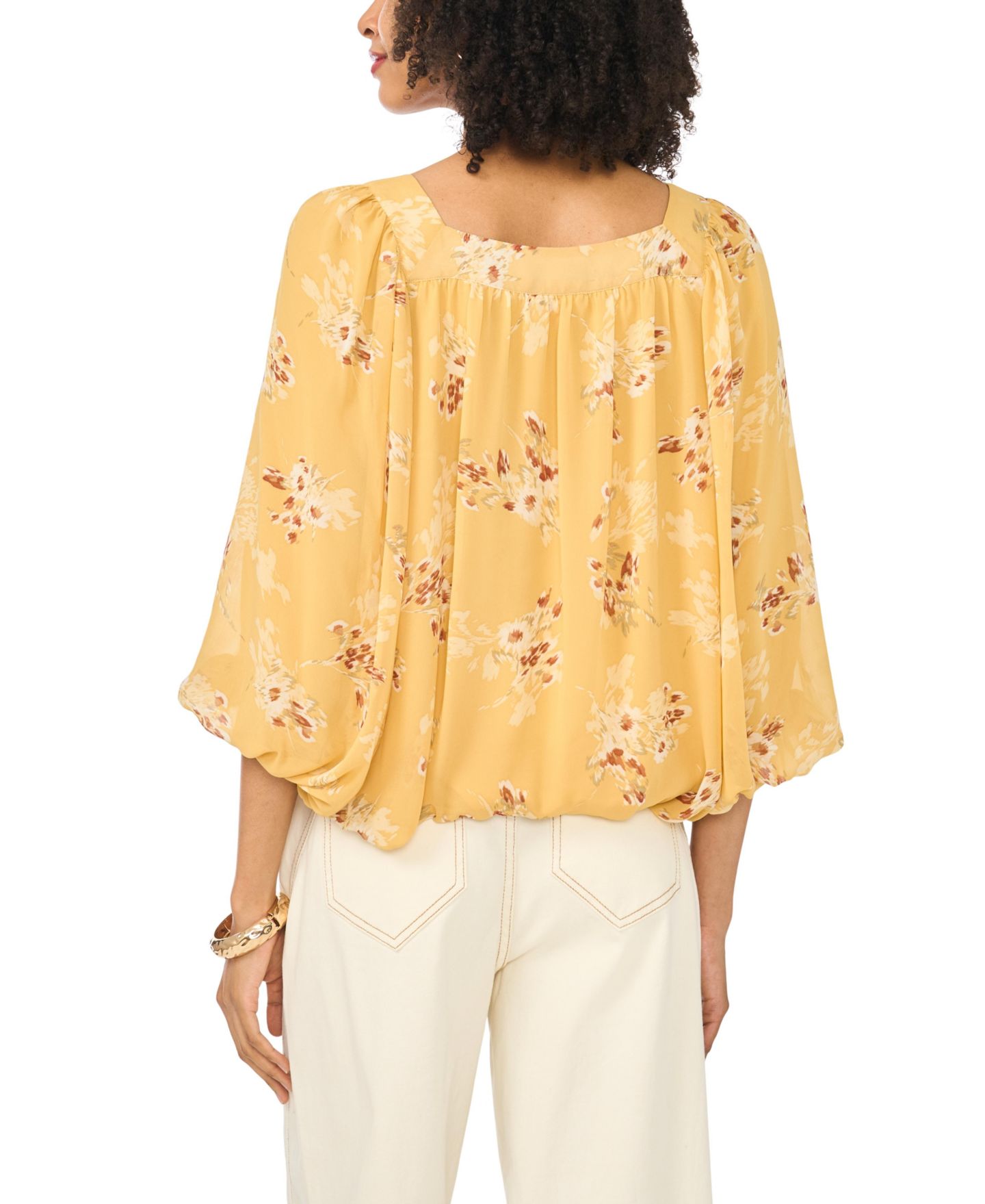 Женская блузка Vince Camuto Square Neck 3/4-Length Sleeve Blouse, цвет: Золотой — фото 4