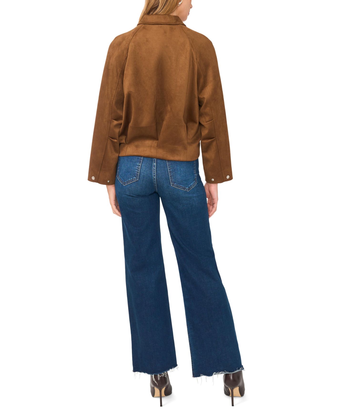 Женская куртка Vince Camuto Raglan-Sleeve Faux-Suede Bomber, цвет: Toasted — фото 5