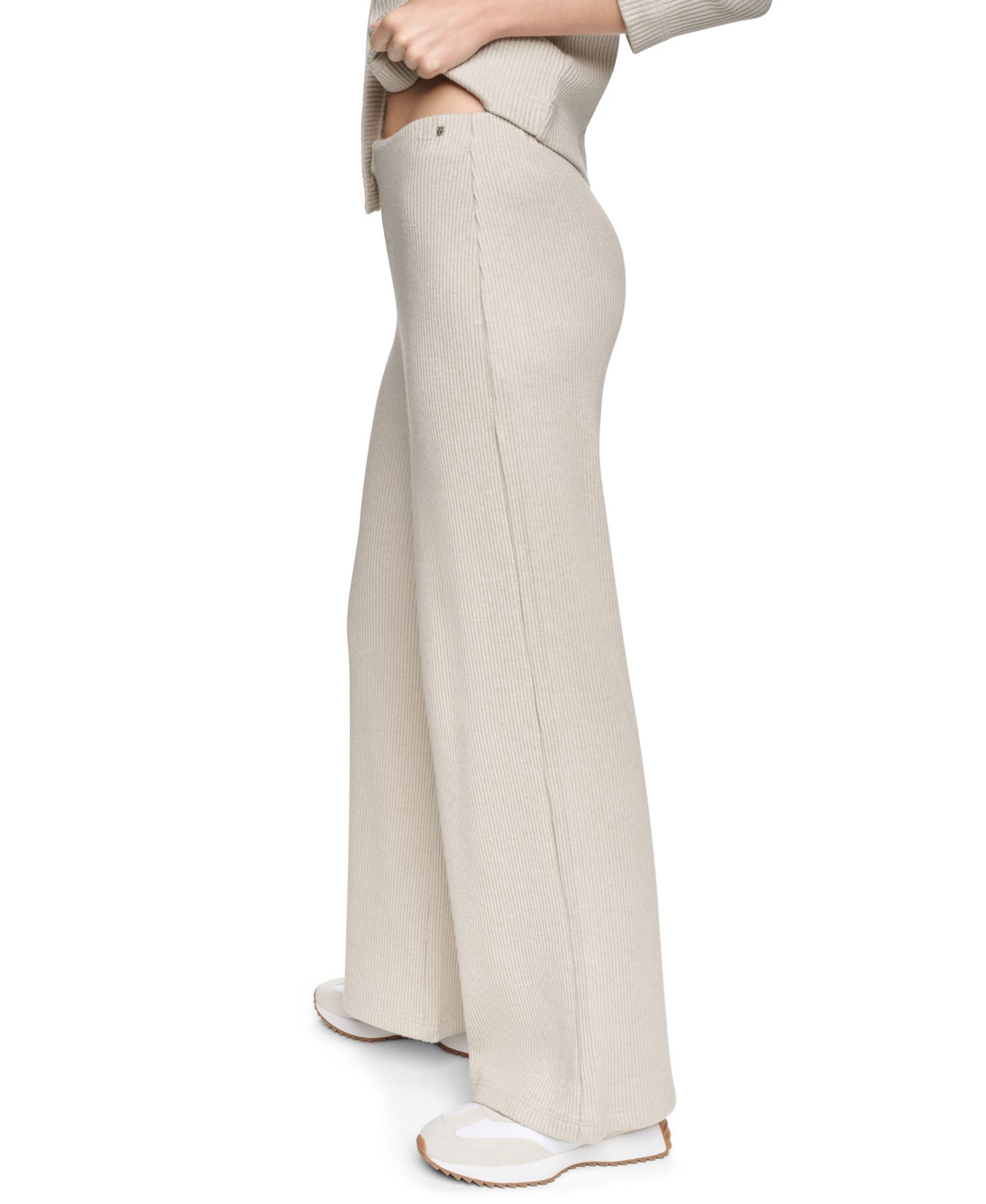 Женские брюки DKNY Jeans Petite Wide-Leg High-Waisted Pull-On, цвет: Меланжевый — фото 3