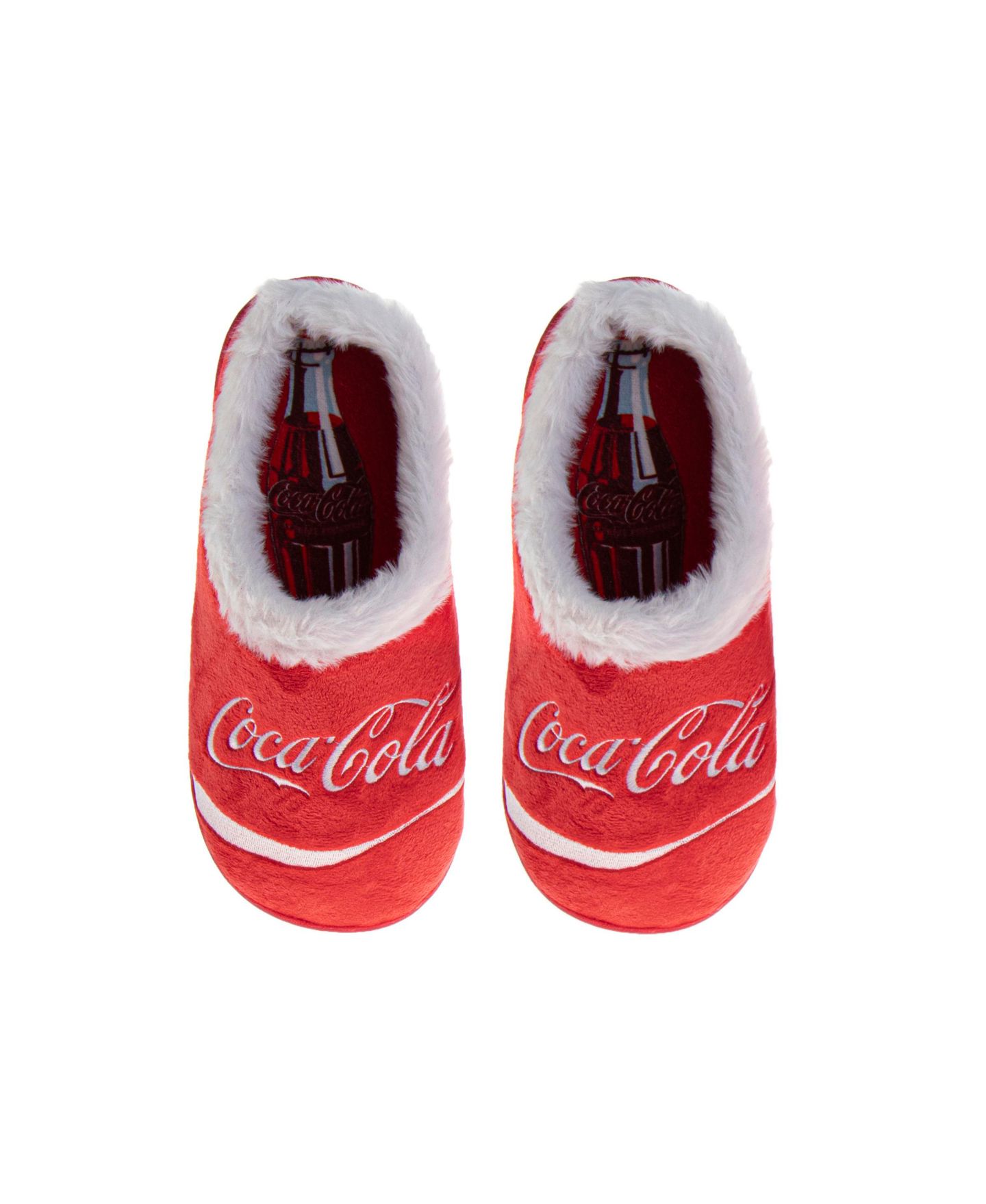 Мужские тапочки Coca-Cola Classic Script Cozy Soft Lined Warm Indoor Comfort, цвет: Красный белый — фото 5