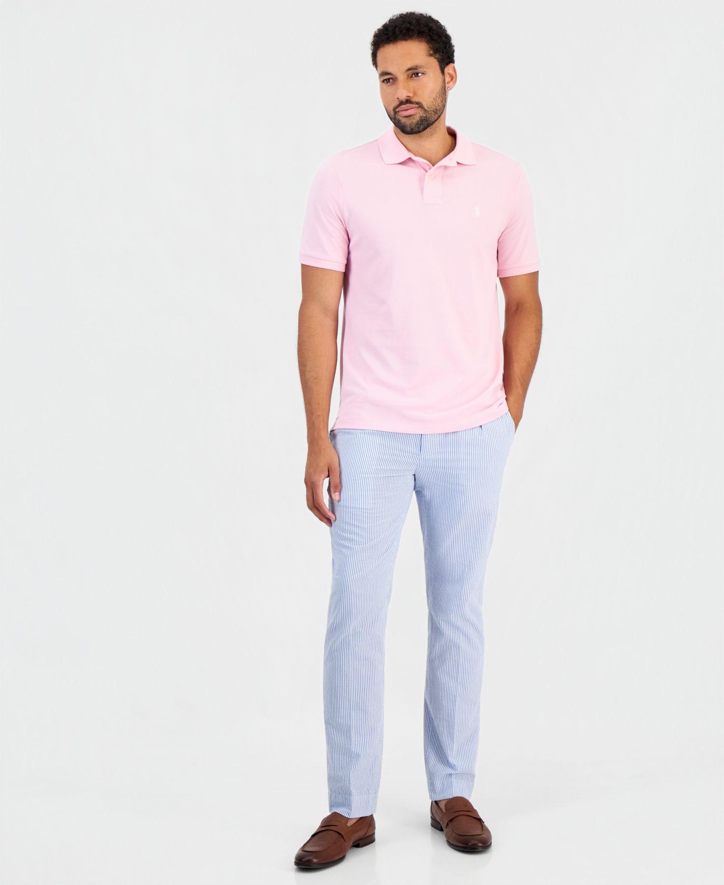 Мужское поло Polo Ralph Lauren The Iconic Classic-Fit Mesh Polo Shirt, цвет: Розовый — фото 3