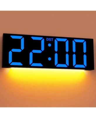 12 Inch Large Digital Wall Clock  with RGB Colors Auto DST Night Light Auto Brightness Plug in Memory Battery