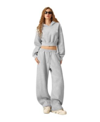 Women's Cloud Essential Fleece Cropped Pullover Hoodie Set