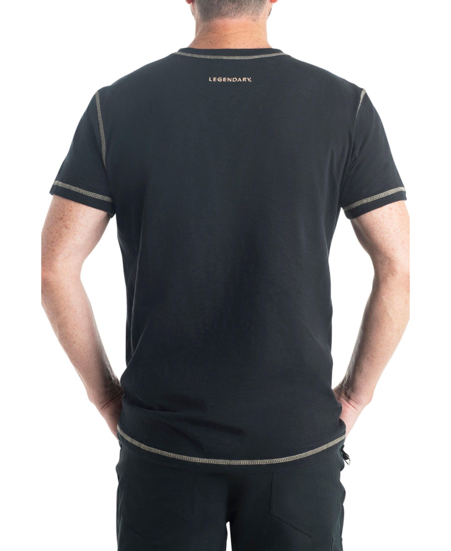 Мужская рубашка Legendary Whitetails Maverick Slub Henley Short Sleeve, цвет: Чёрный — фото 2