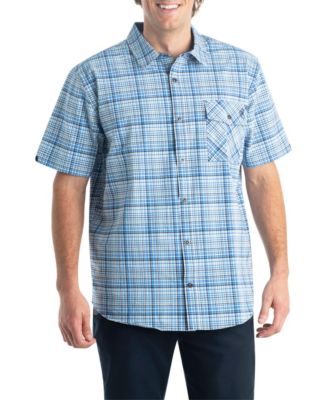 Men's Plaid Button Up Moisture Wicking UPF 30+ Short Sleeve Shirt
