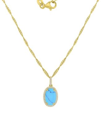 14k Gold-Plated Turquoise Crystal Necklace