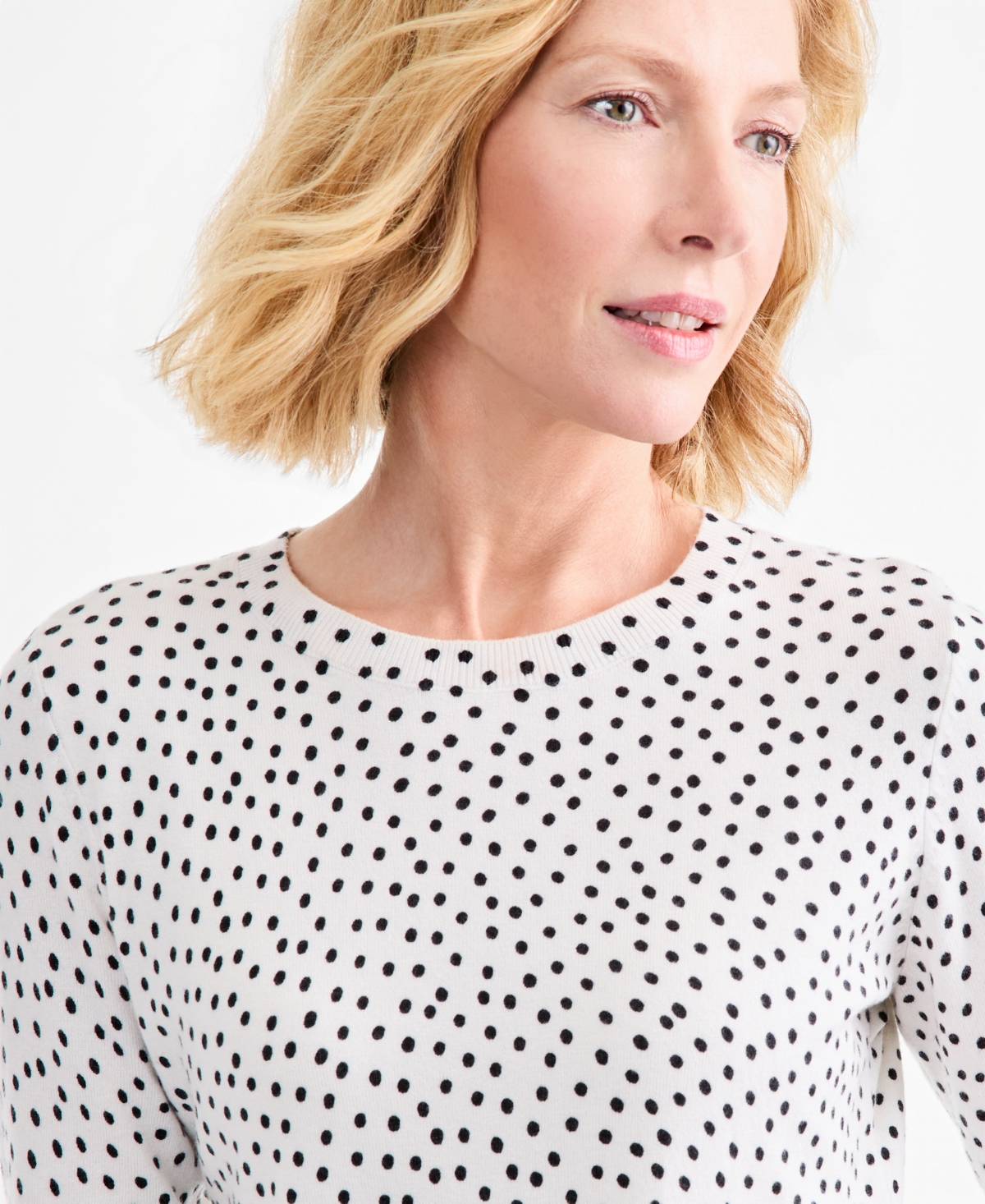Style & Co Women's Printed Fine Gauge Crewneck Sweater, Macy's Exclusive