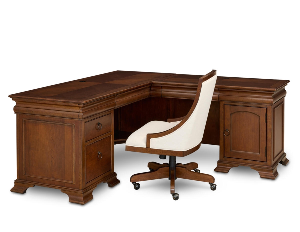 Macy's Nelman Home Office 2 Piece Set (l-desk & Desk Chair) In Brown