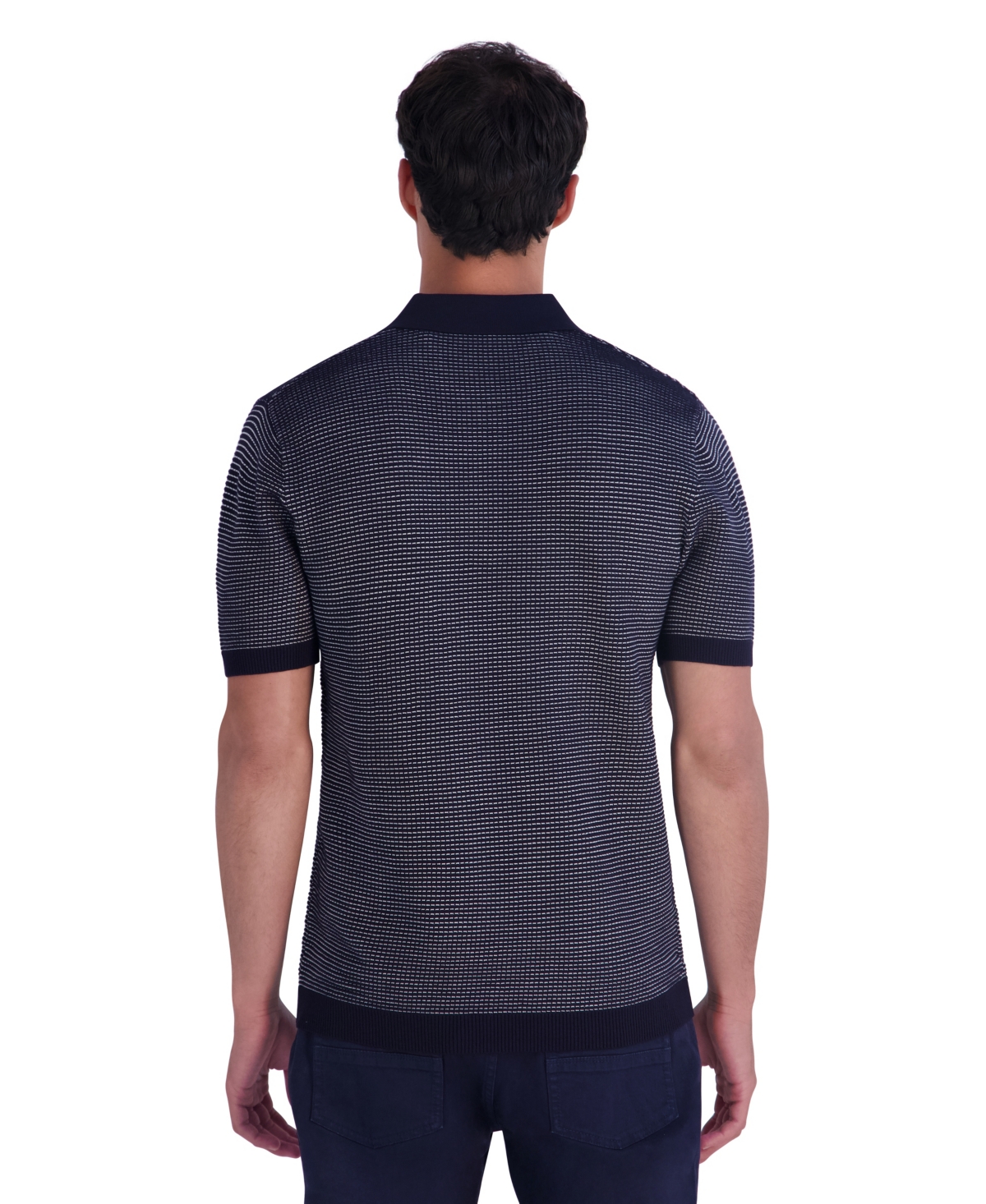 Karl Lagerfeld Paris Men's Johnny Collar Textured Polo Sweater