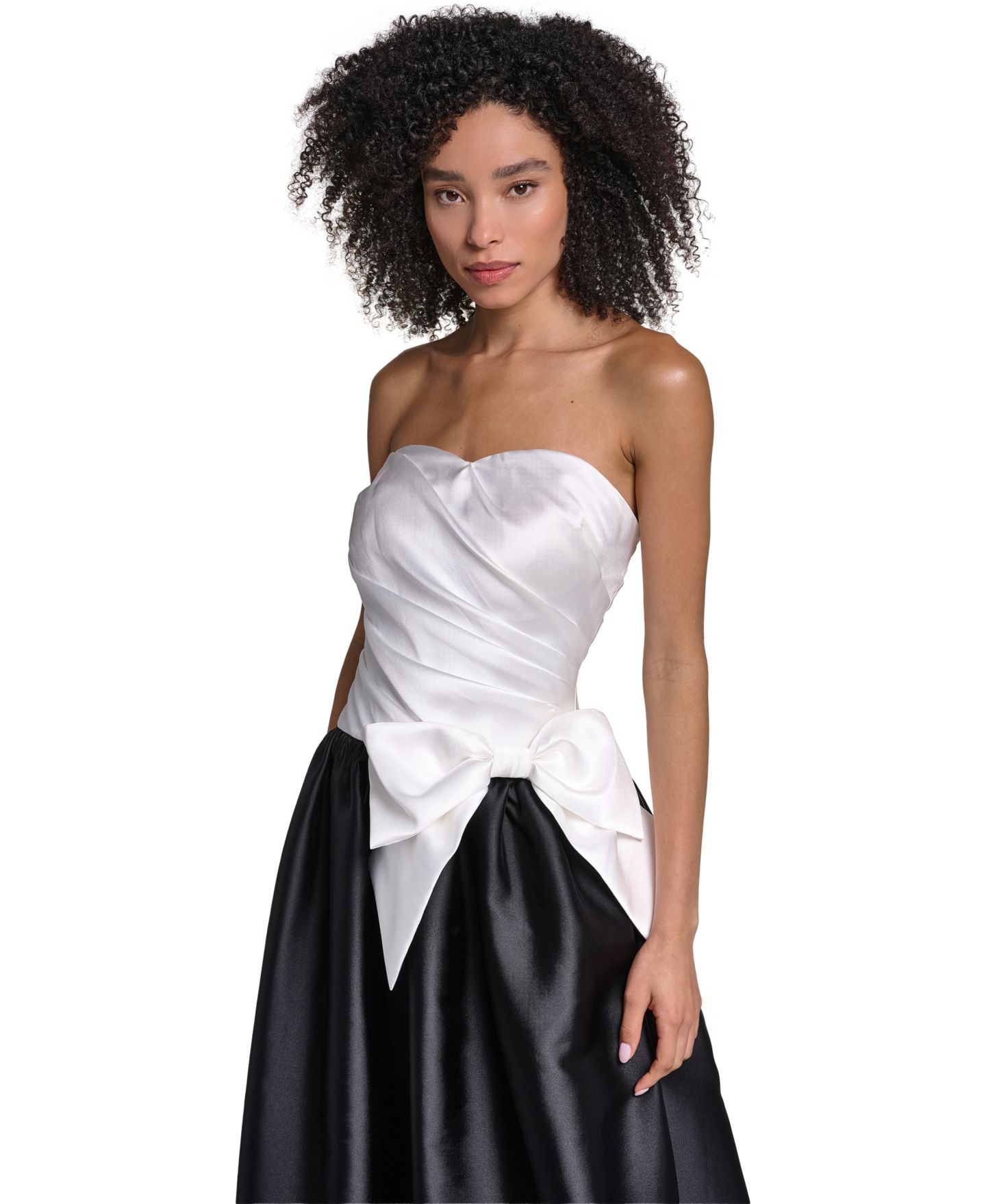 Женское платье KARL LAGERFELD PARIS Strapless Printed Ball Gown, цвет: Мягкий белый чёрный — фото 2