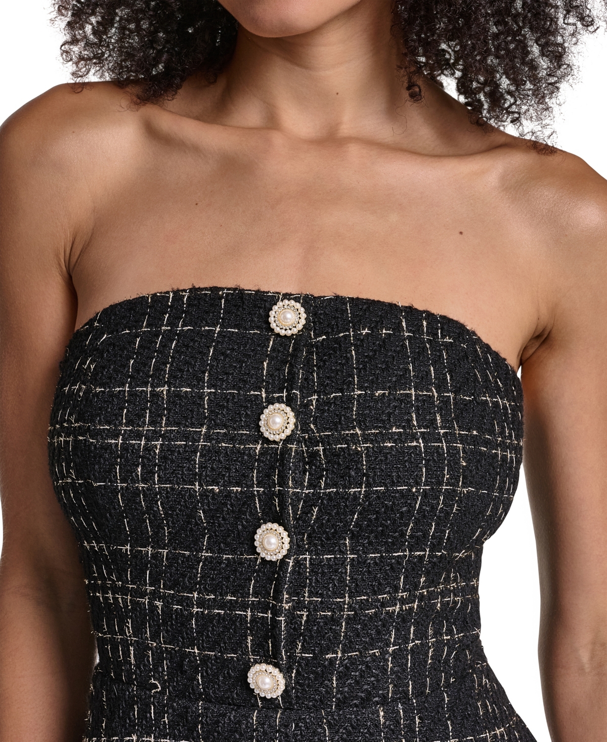 Karl Lagerfeld Paris Women's Tweed Bodice Chiffon Gown Dress