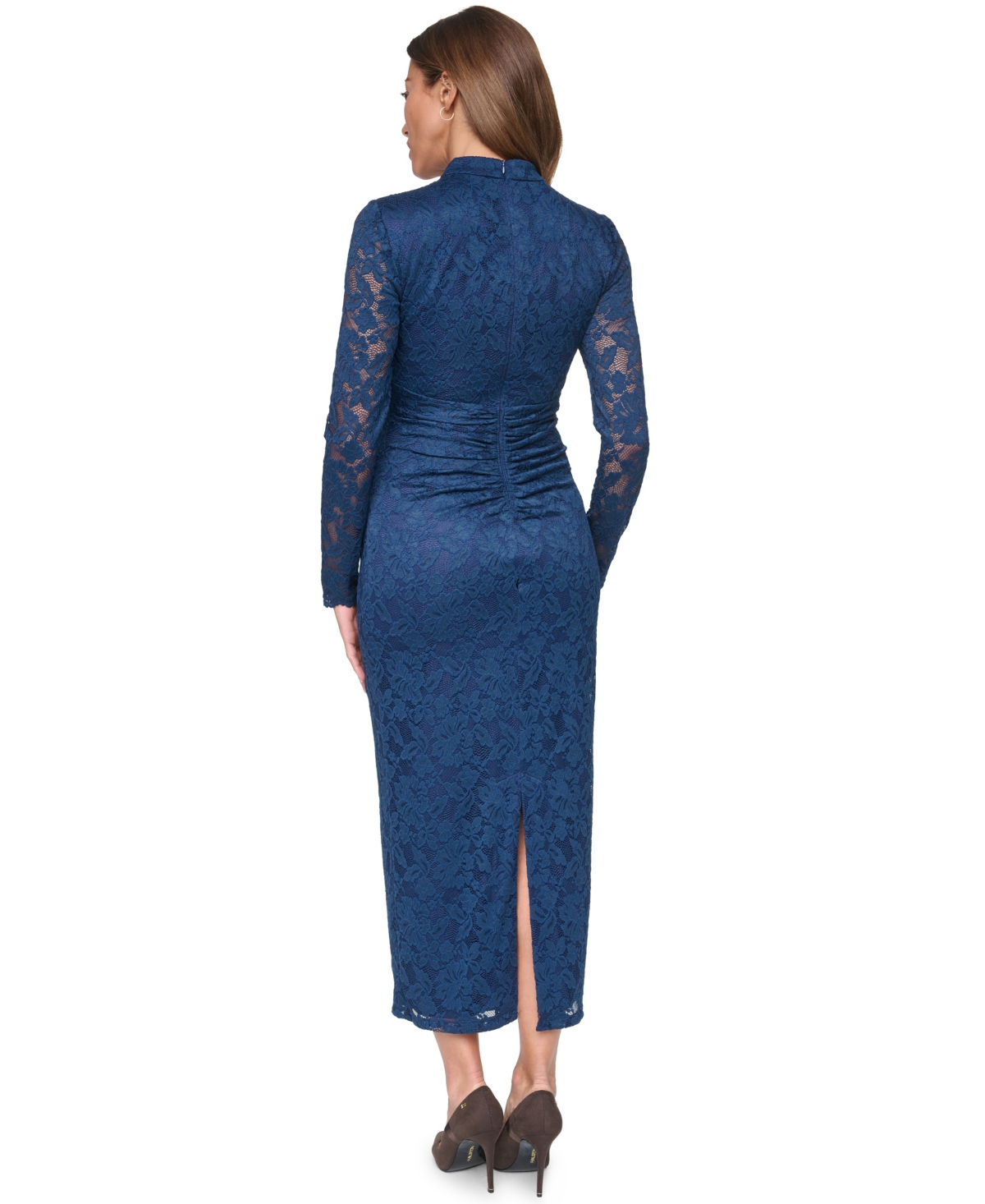 Vince Camuto Women's Lace Long-Sleeve Bodycon with Drape Dress