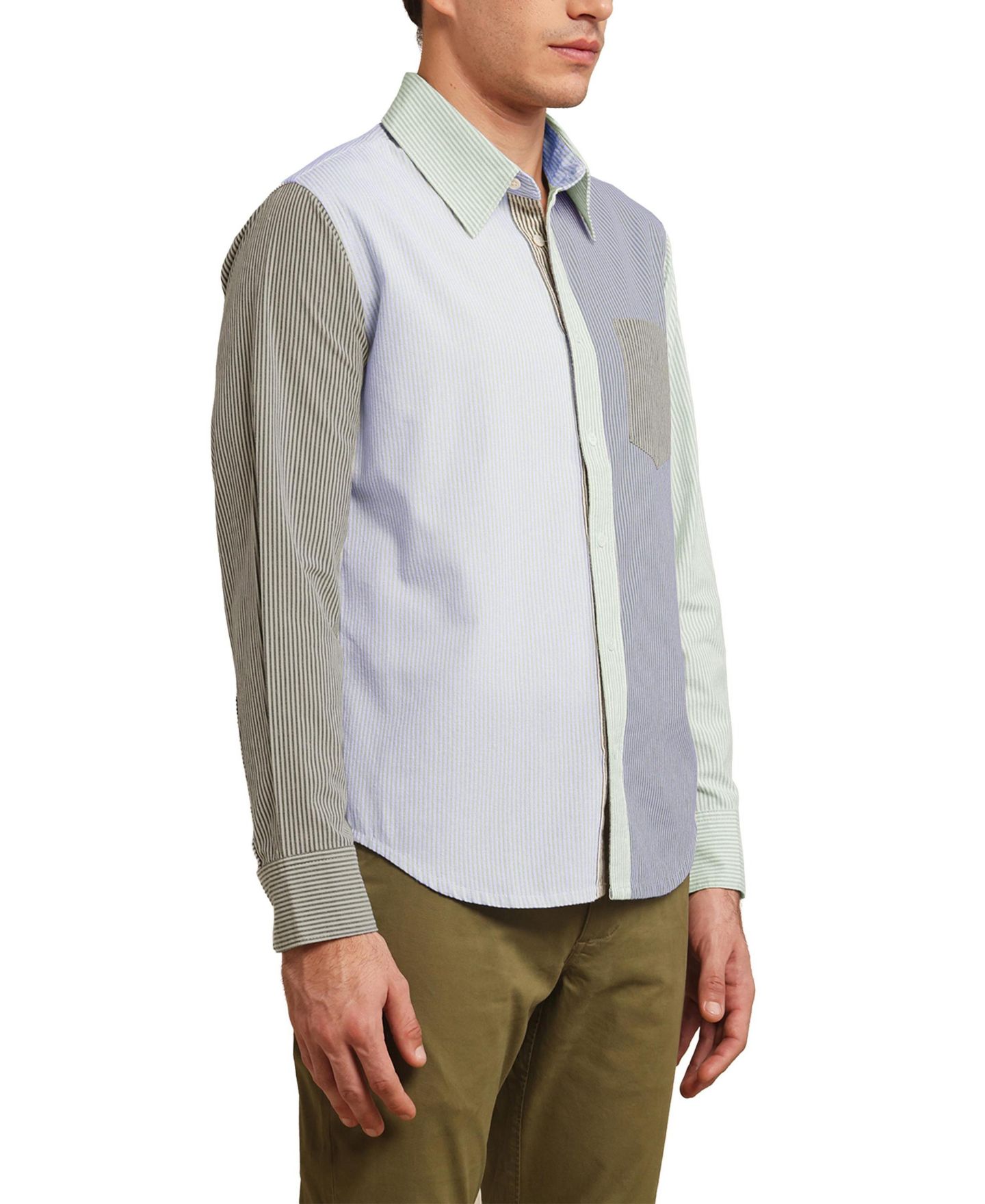 Мужская рубашка Members Only Button up, цвет: Разноцветный полосатый — фото 2