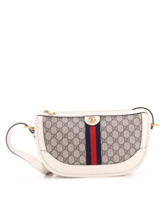 Large Ophidia Curved Zip Shoulder Bag GG Coated Canvas with Leather