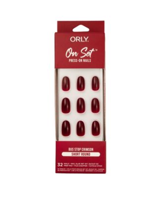 Bus Stop Crimson On Set Short Round Press-On Nails Set