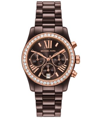 MICHAEL Women's Lexington Chronograph Brown Ceramic Watch 38mm