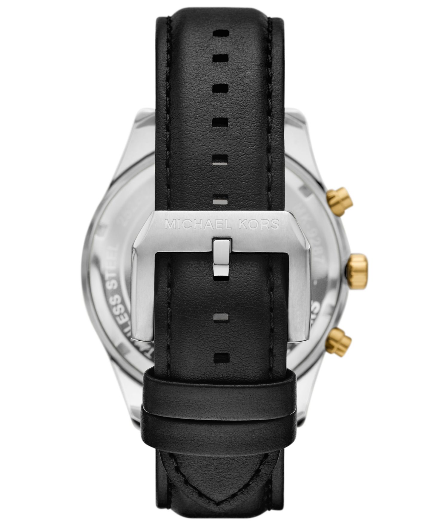 Мужские часы Michael Kors MICHAEL Lexington Chronograph Black Leather Watch 44mm — фото 2