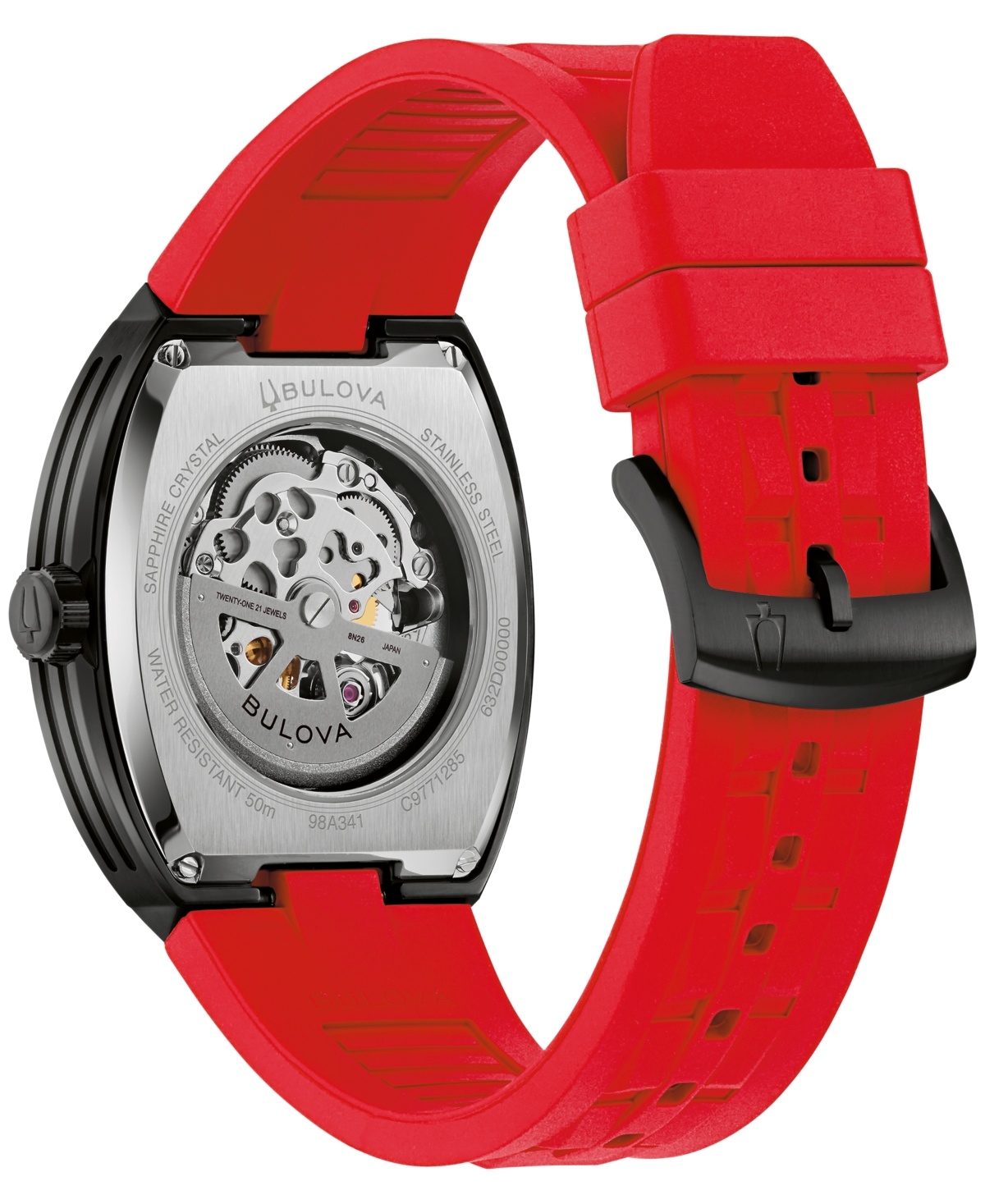 Bulova Men's Automatic Maquina Red Silicone Rubber Watch 40mm