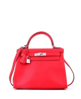 Pre-Owned Hermes Kelly 28 Handbag Verso Evercolor with Palladium Hardware