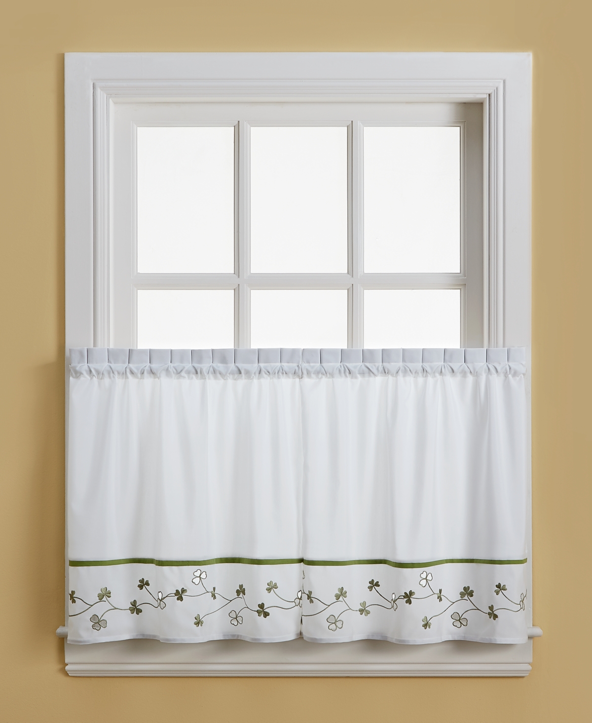 Clover 58" x 36" Pair of Tier Curtains - Green