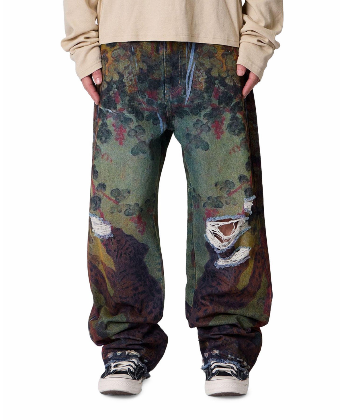 mnml Men's Ultra Baggy Leopard Denim Jeans