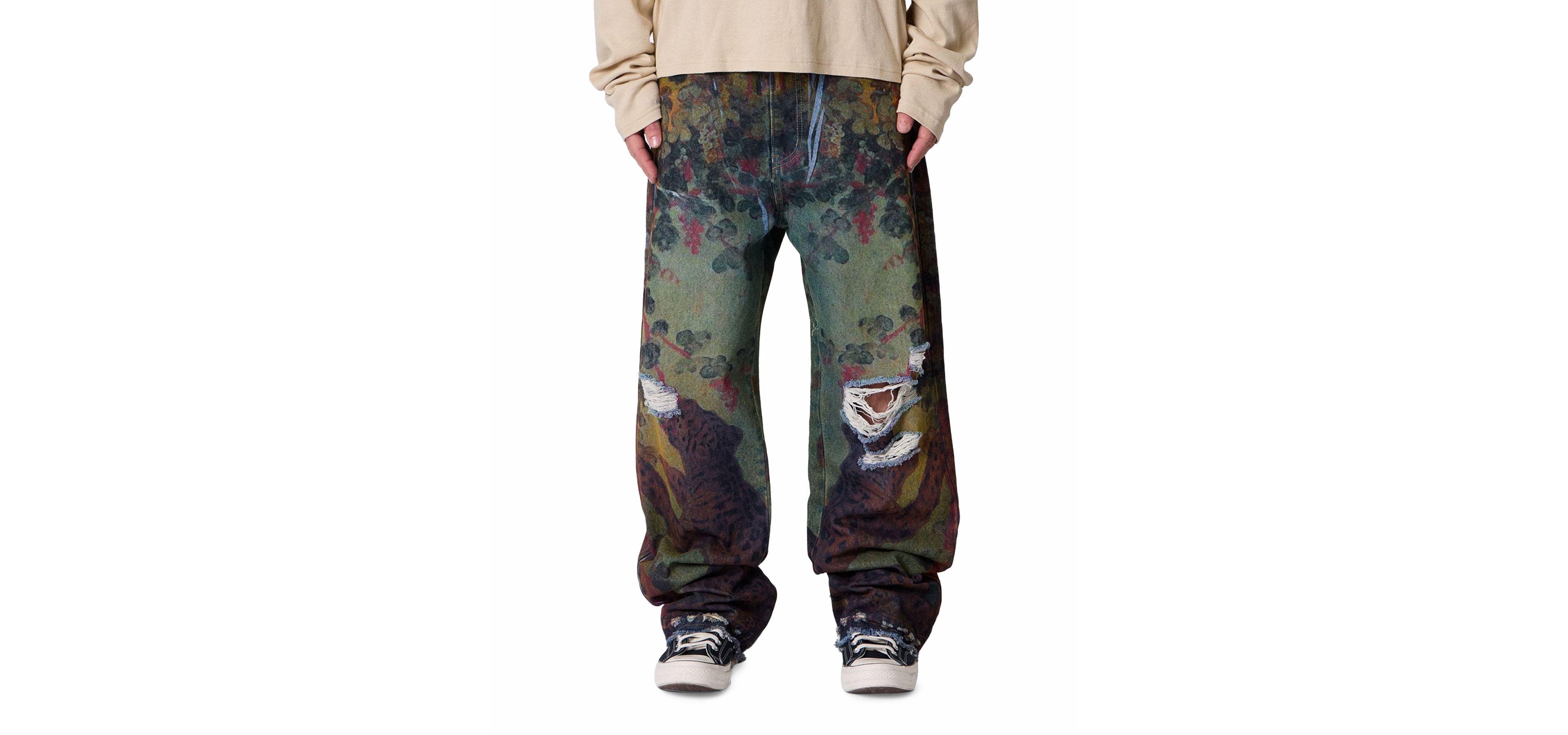 mnml Men's Ultra Baggy Leopard Denim Jeans