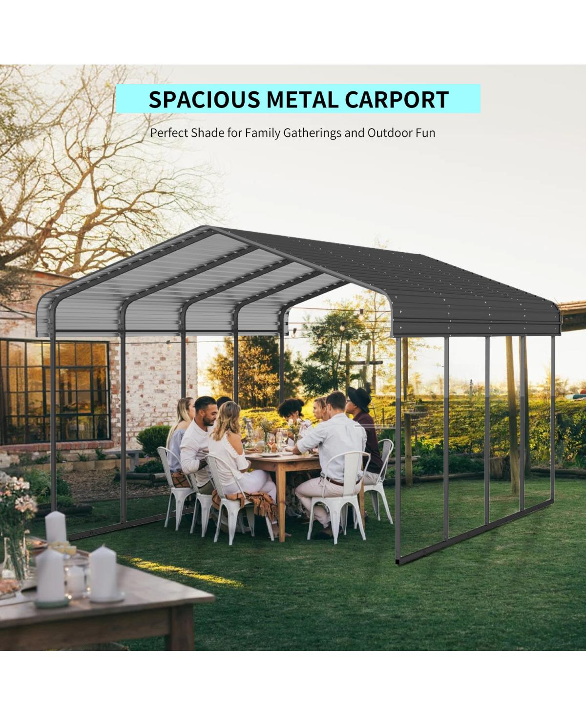 Streamdale Furniture 12x20 Feet Heavy-Duty Galvanized Steel Metal Carport Garage Shelter