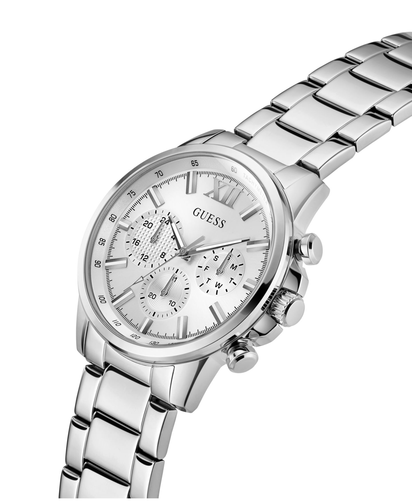 Мужские часы GUESS Quartz Silver-Tone Stainless Steel Watch 44mm — фото 5