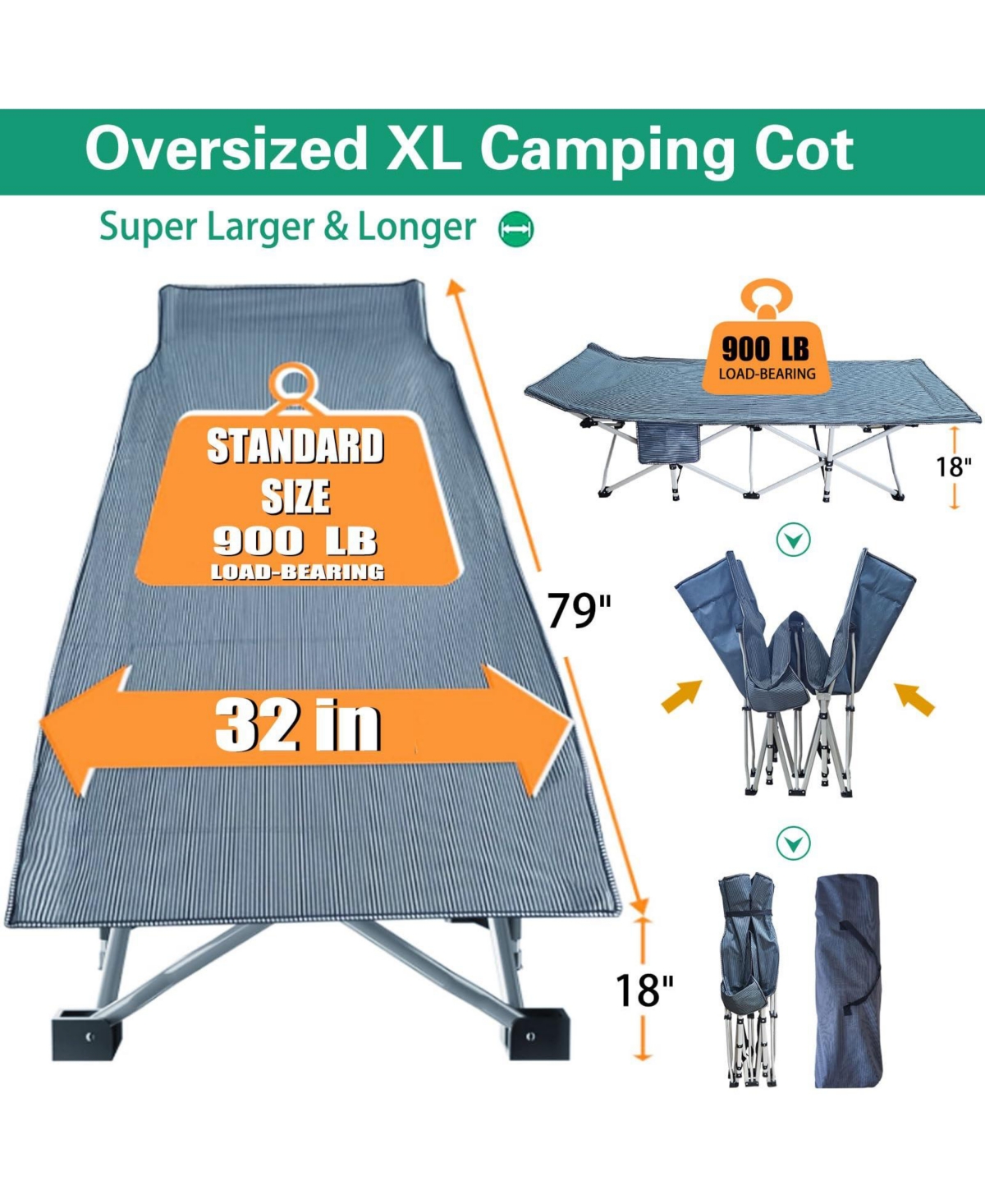 Aofar 2 Pack Camping Cot Folding Bed Portable Sleep Mattress Carry Bag