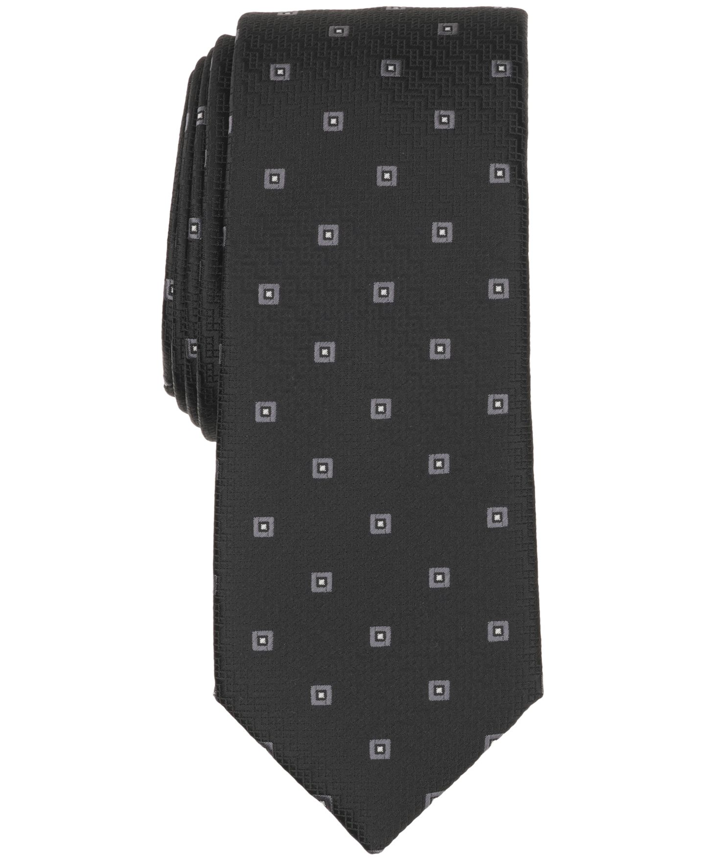 Мужской галстук Alfani Brixton Neat Slim Tie, цвет: Чёрный — фото 1