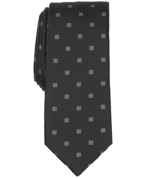 Мужской галстук Alfani Brixton Neat Slim Tie, цвет: Чёрный