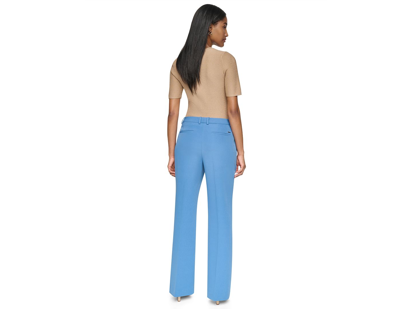 Женские брюки DKNY Tech Tailoring High-Waisted Wide-Leg, цвет: Синий — фото 5