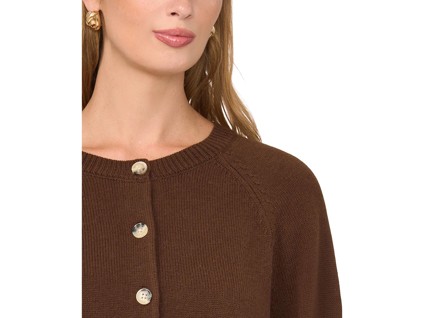 Женский кардиган Vince Camuto Button-Front Raglan, цвет: Коричневый — фото 3