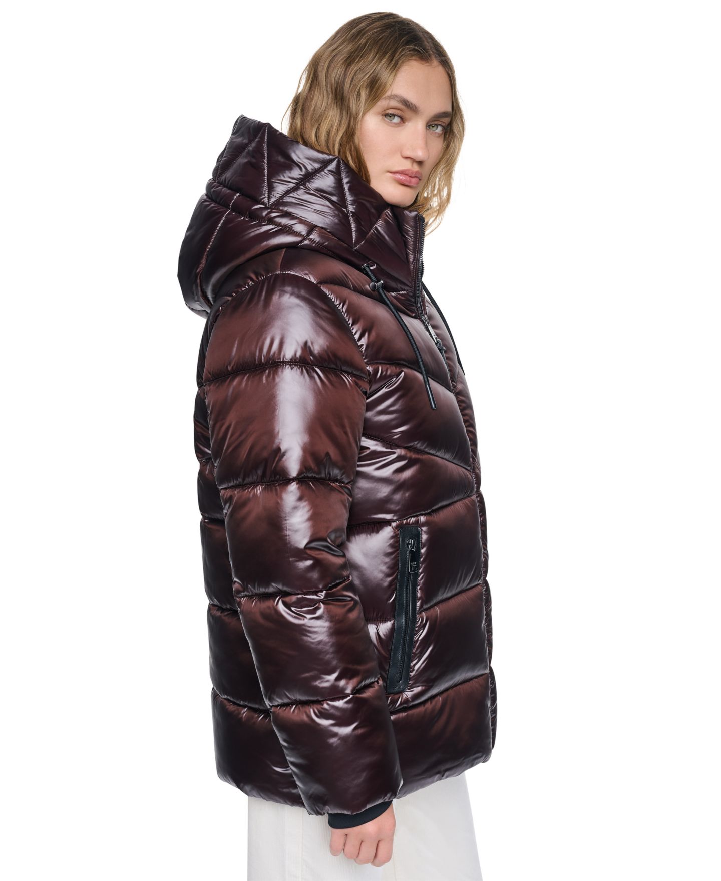 Женская куртка DKNY Shine Hooded Puffer, цвет: Bitter — фото 3