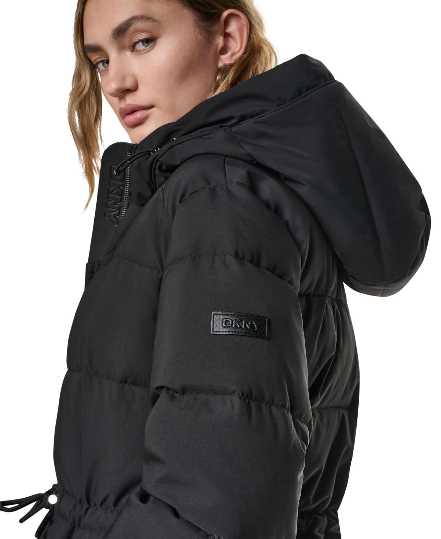 Женская куртка DKNY Hooded Puffer Anorak, цвет: Чёрный — фото 3