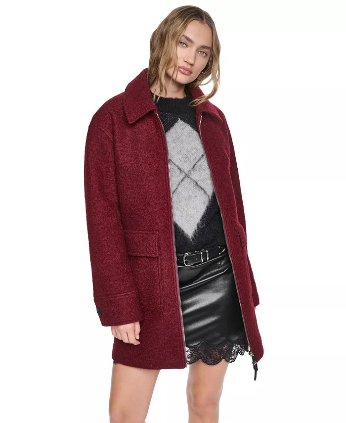 Women's Tailored Herringbone Wool-Blend Coat