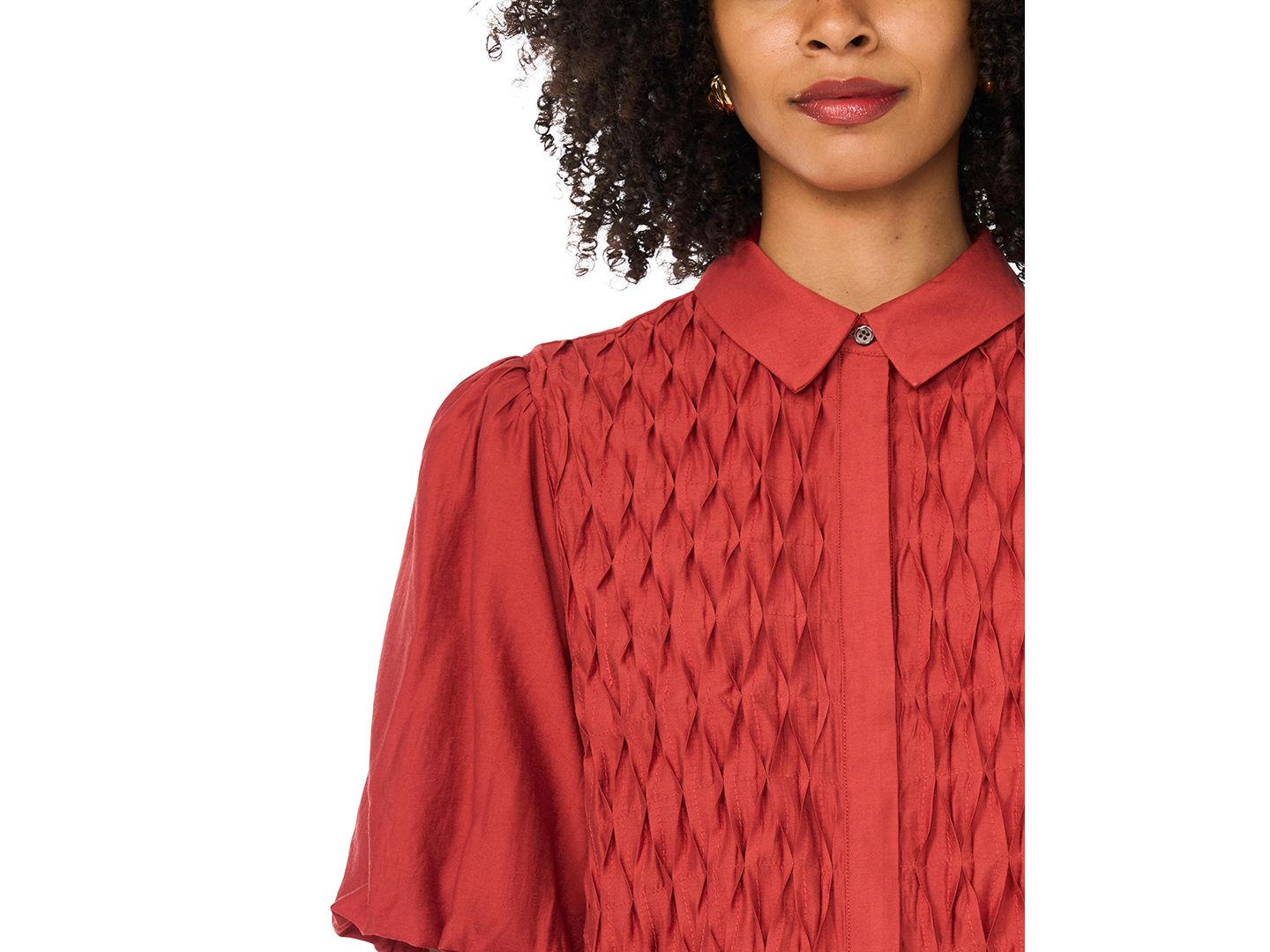 Женская блузка Vince Camuto Button-Front Bubble-Sleeve Blouse, цвет: Fireside — фото 3