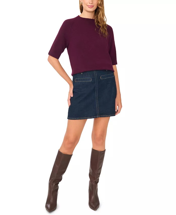 Women's Cozy Mock Neck Short-Sleeve Sweater - thumbnail 6