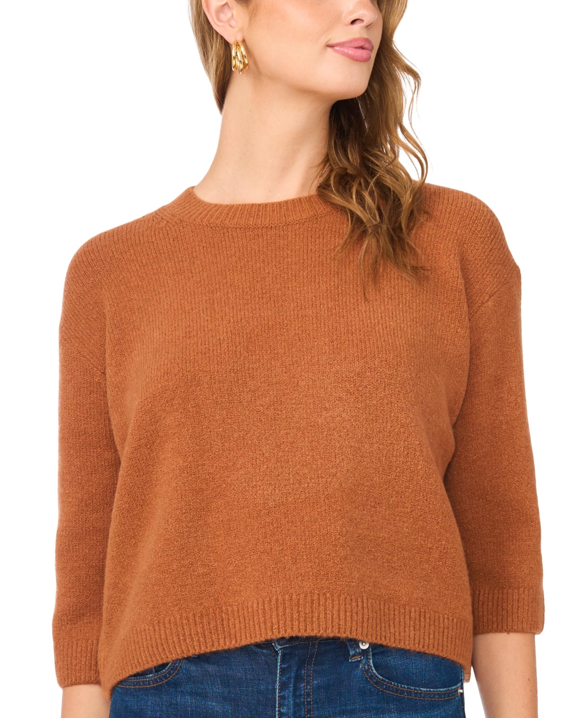 Vince Camuto Women's Elbow-Sleeve Crewneck Sweater