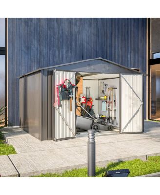 10x8 Feet Outdoor Metal Storage Shed With Lockable Doors